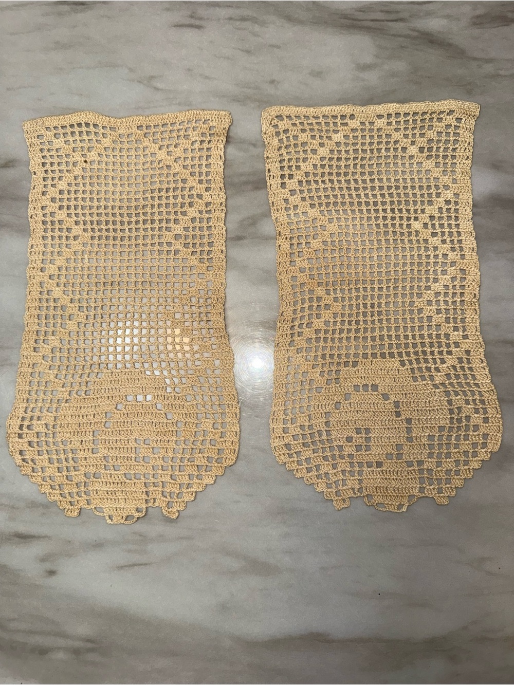 Antique off white cream handmade Dooley set of two